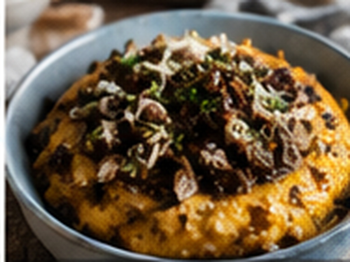 Plant-based Black Garlic Mushroom Polenta Bowls made with Spiralz fermented foods.