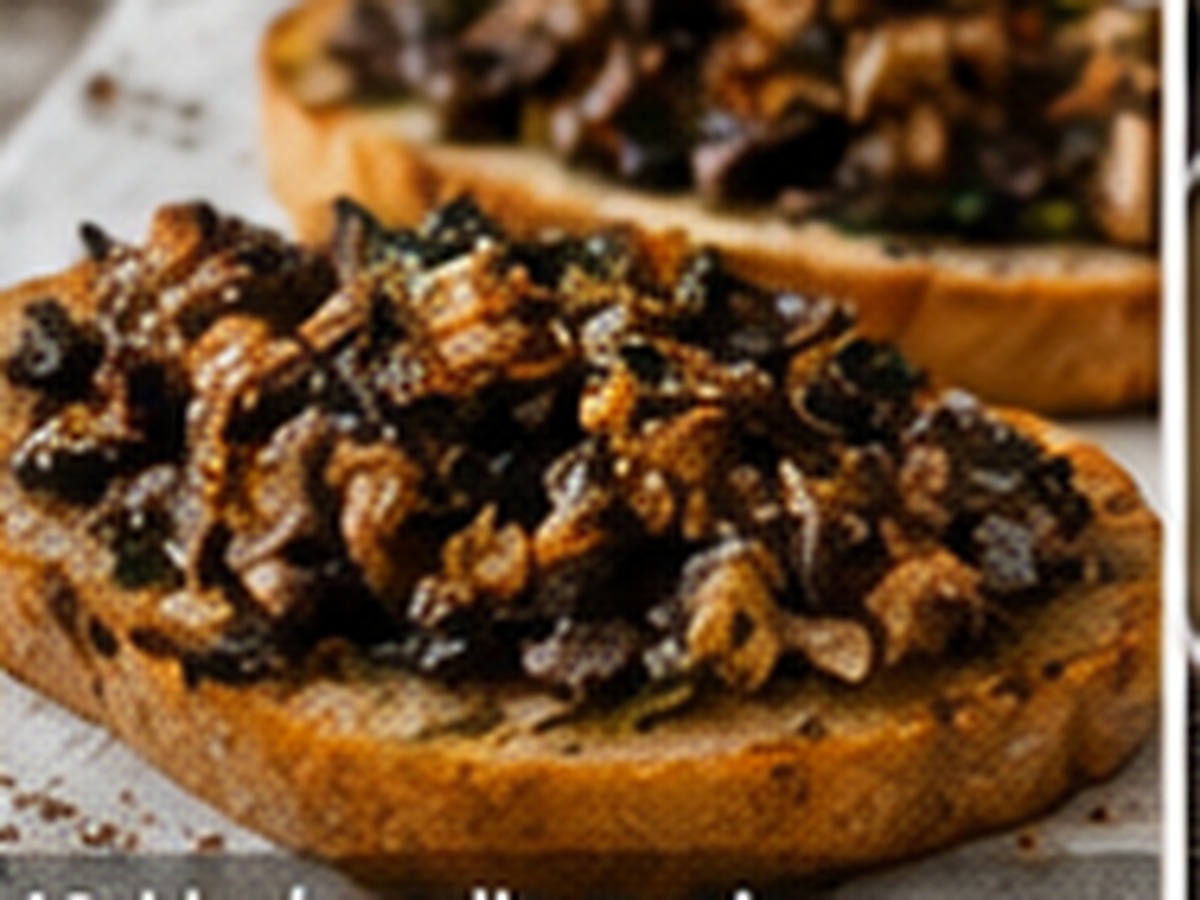 Plant-based Black Garlic Mushroom Sourdough Toasts made with Spiralz fermented foods.