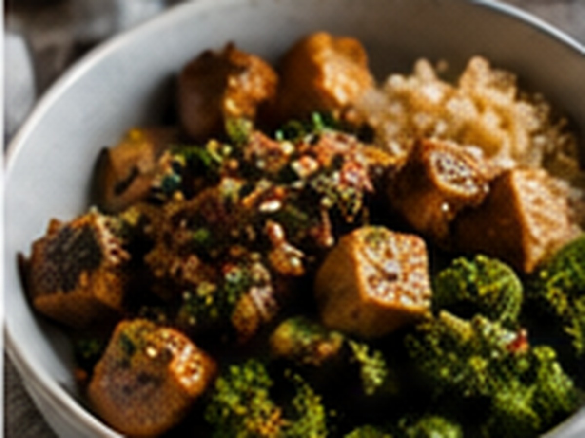 Plant-based Sticky Ginger Tofu Bowls made with Spiralz fermented foods.